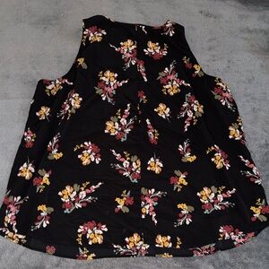 Lane Bryant Black Floral Sleeveless Blouse